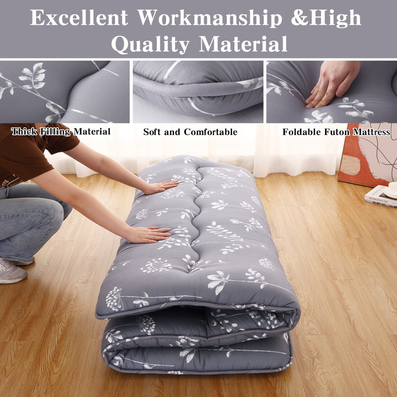 Matelas futon japonais, Gris, Lit double