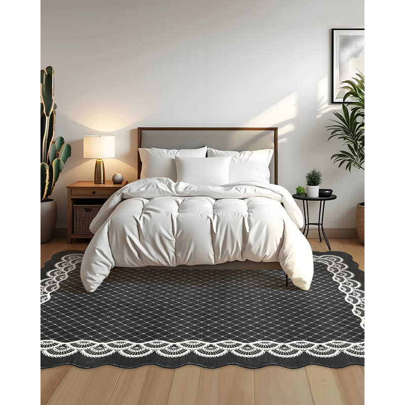 Machine Printed Area Rug, Rectangle 120 x 170 cm, Black