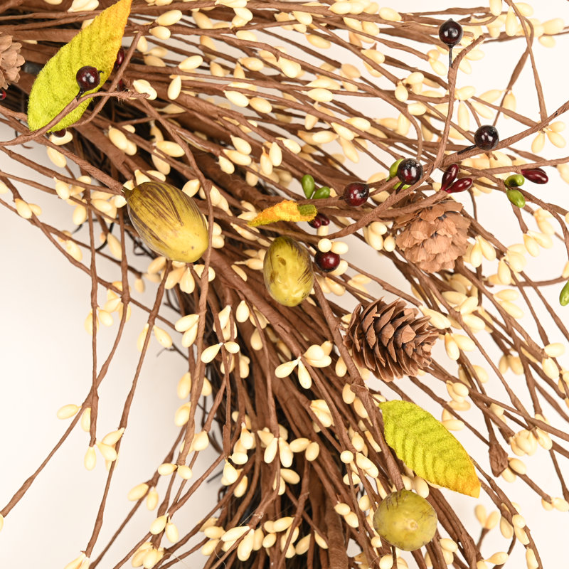 24" Handcrafted Faux Berry Twig Fall Front Door Wreath