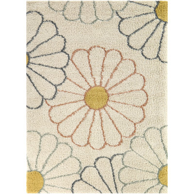 Sara Rectangle Floral Polypropylene Plastic Rug