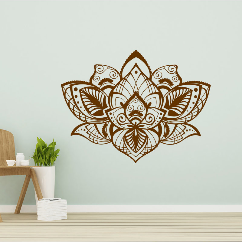 Adhésif décoratif fleur de lotus, H 22 po x l 29 po, Brun
