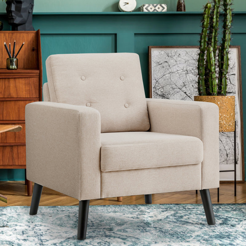 Araujo Upholstered Armchair, Beige Linen