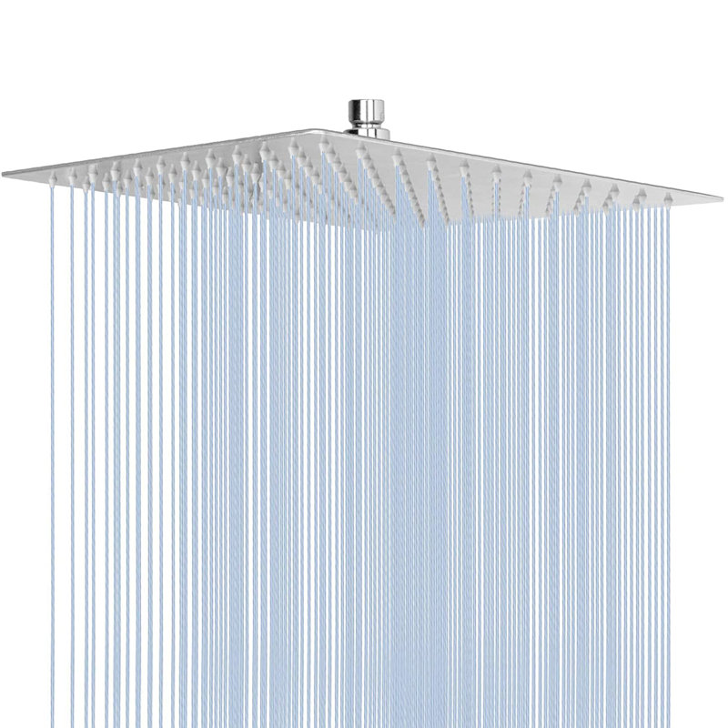 High Flow Stainless Steel Square Rainfall Shower, Chrome