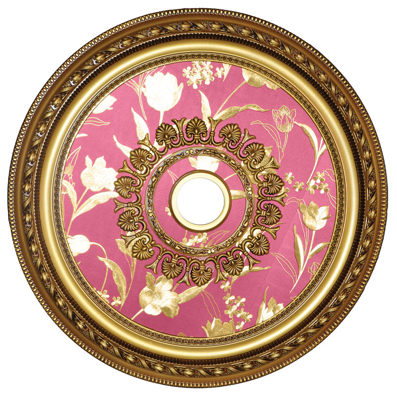 Tulip Center Ceiling Medallion, Antique Gold/Red