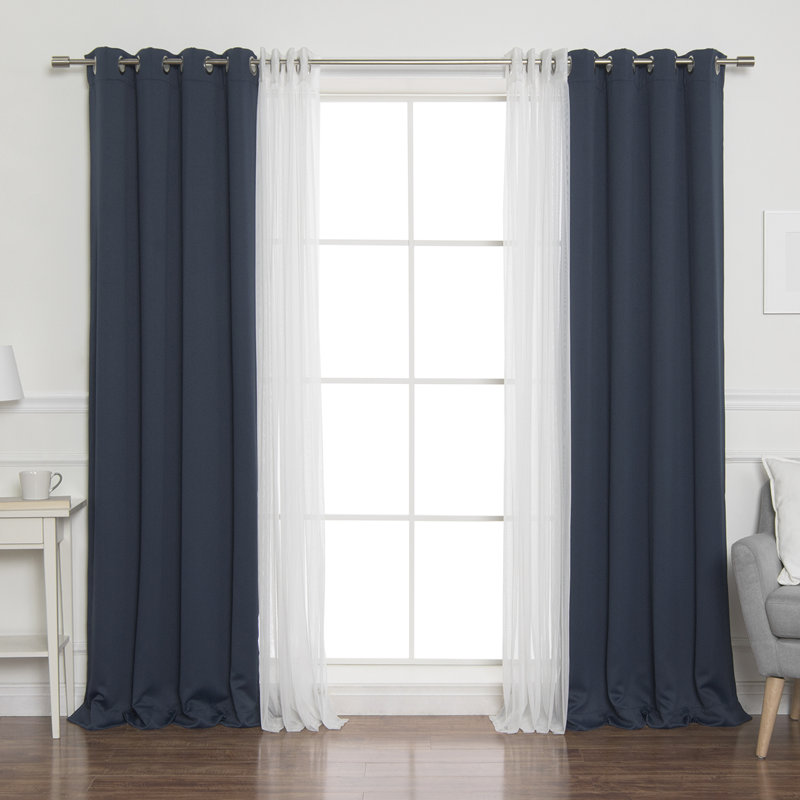 Panneau coulissant en polyester Natascha, l 52" x L 84", Bleu marine