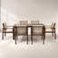 7 Piece Outdoor Acacia Wood Dining Set with Cushions, Perfect for Coastal and Boho Decor, Weather-Resistant and Durable