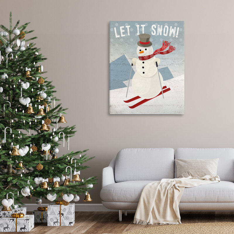«Snowing Skiing on Slopes», art mural sur toile par Susan Arnot, H 48 po x l 48 po