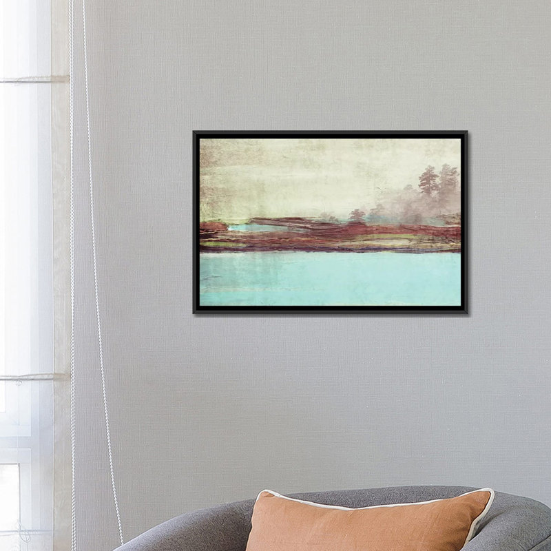 « landscape », reproduction d’art sur toile tendue, H 18 po x l 26 po x P 1,5 po, Toile avec cadre noir, Pas de tapis