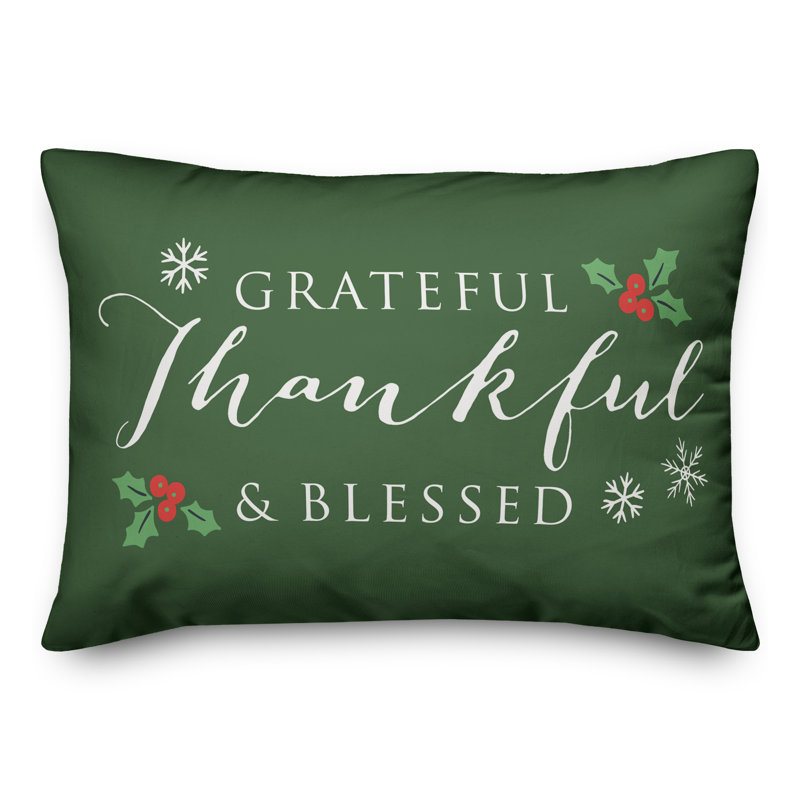  Coussin lombaire rectangulaire Grateful Thankful, Vert foncé