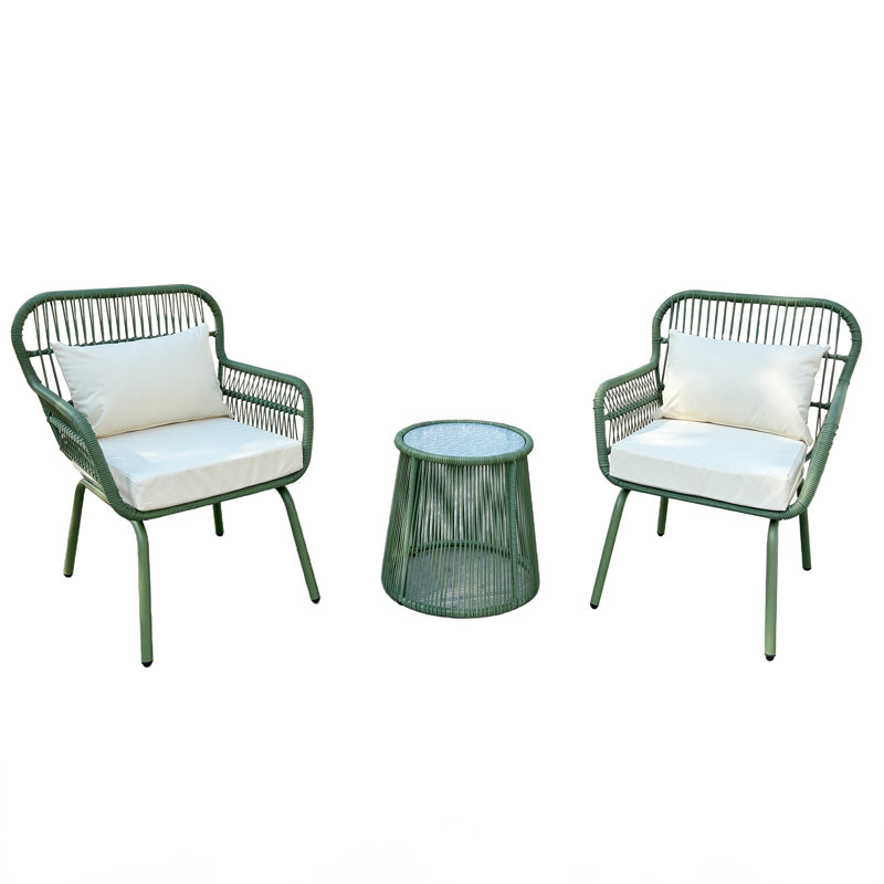Carbini Polyethylene (PE) Wicker 2-Person With Cushions