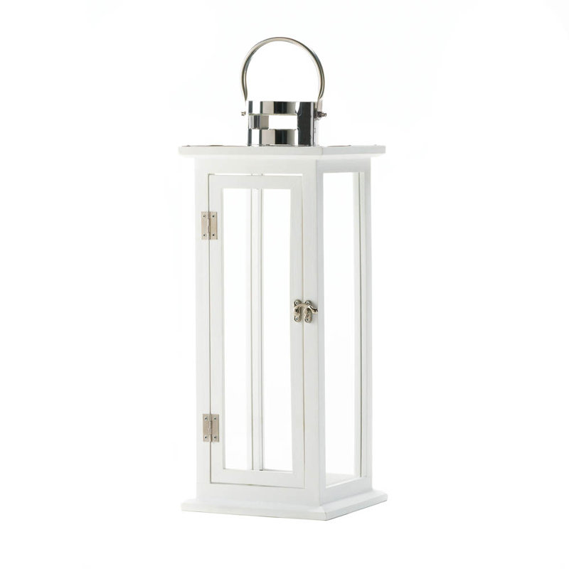 Tabletop Lantern, White, 20.62: H x 8" W x 5" D