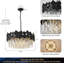 Lustre moderne en cristal noir avec cristaux K9, plafonnier encastré cylindrique à intensité variable pour salon, salle à manger, vestibule et escalier-112592379-112592380