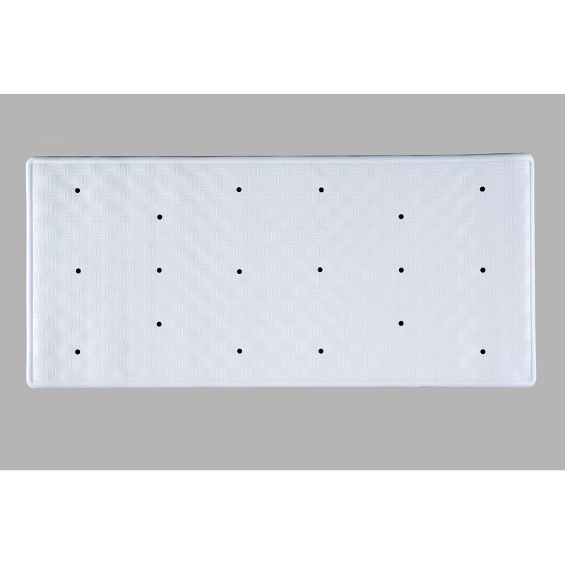 Rubber Non-Slip Bath Rug, White, 37cm W x 74cm L