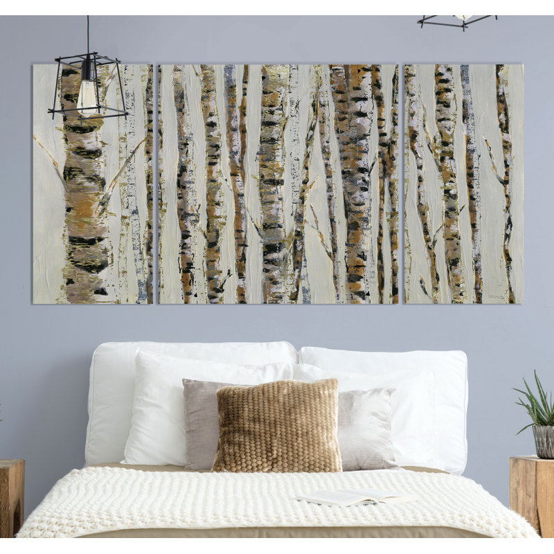 Éclat de bouleau-multi-pièces sur toile, H 24 po x l 48 po x P 1,5 po