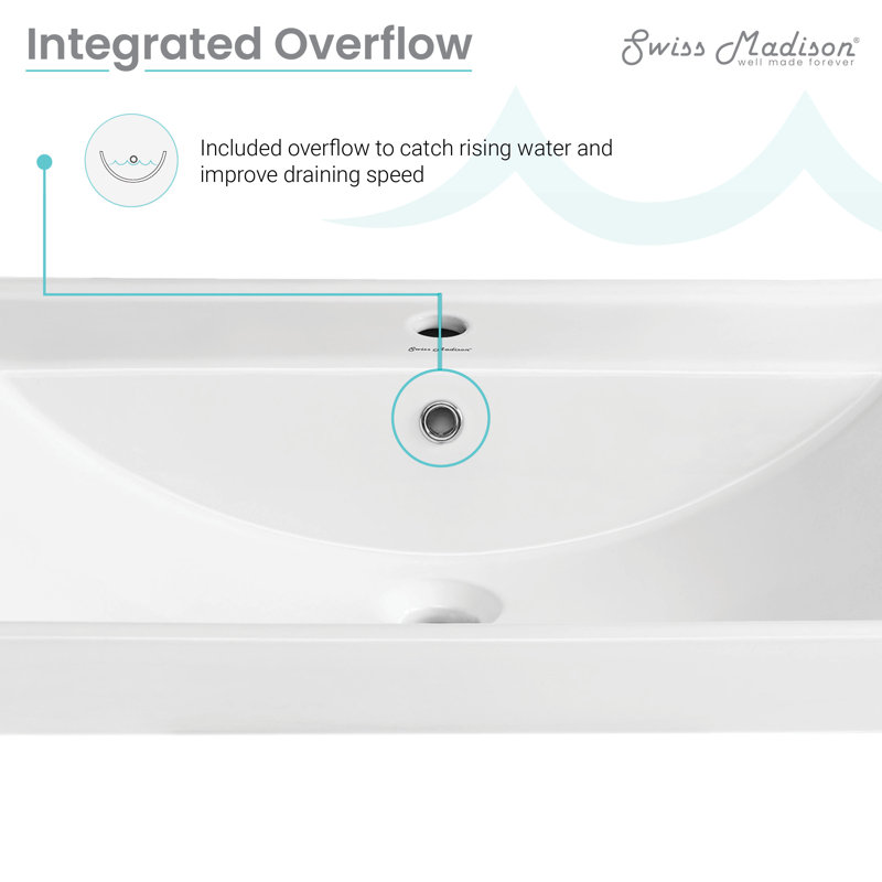 Swiss Madison 24" White Ceramic Vanity Top Bathroom Sink