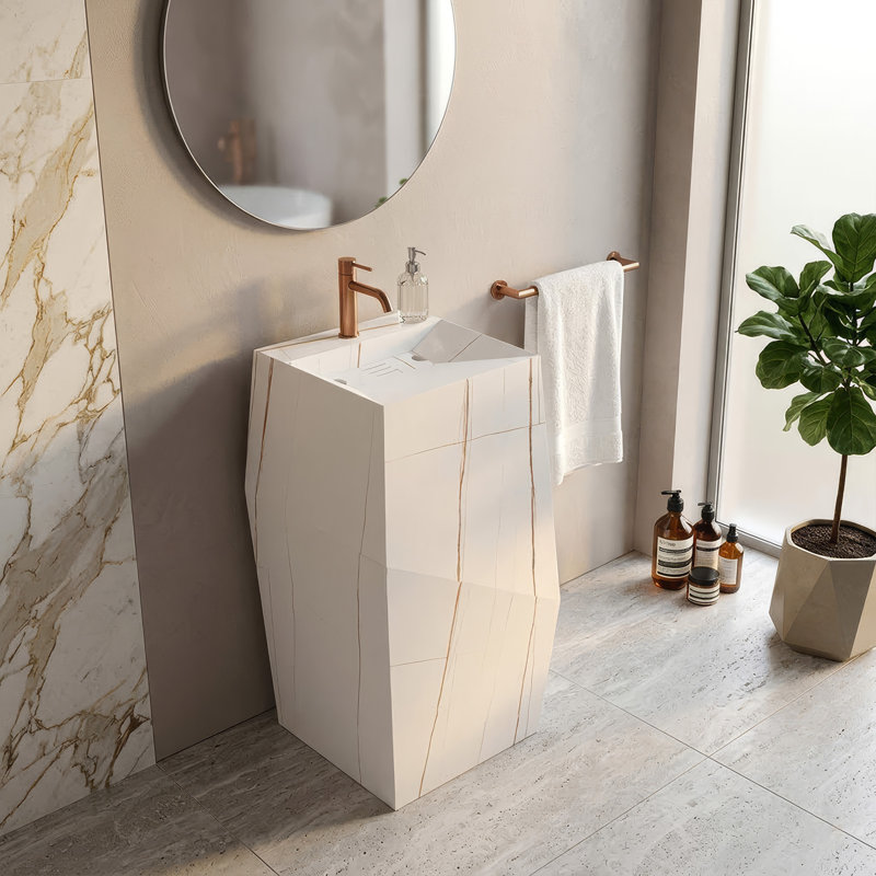 Caisson fritté Carrara, Blanc / Doré