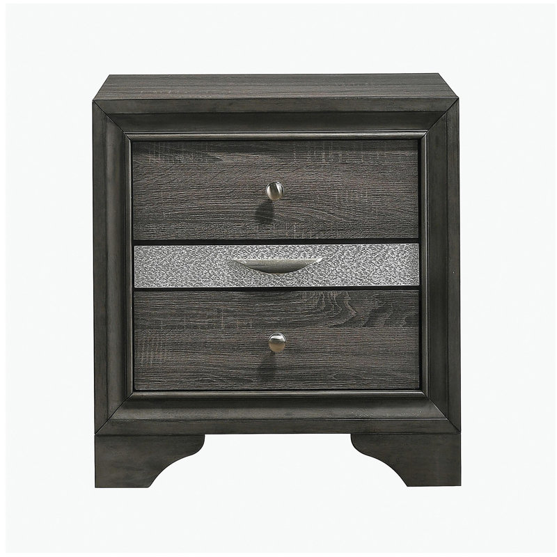 Grey 3-drawer Nightstand