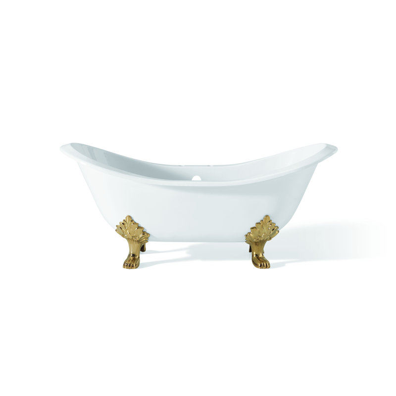 Regency 60.63'' L Soaking Bathtub, White Interior with White Exterior, Polished Brass