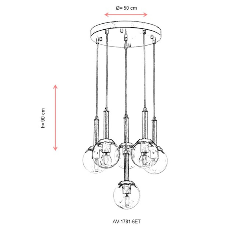 Luminaire suspendu sphère 6 lumières