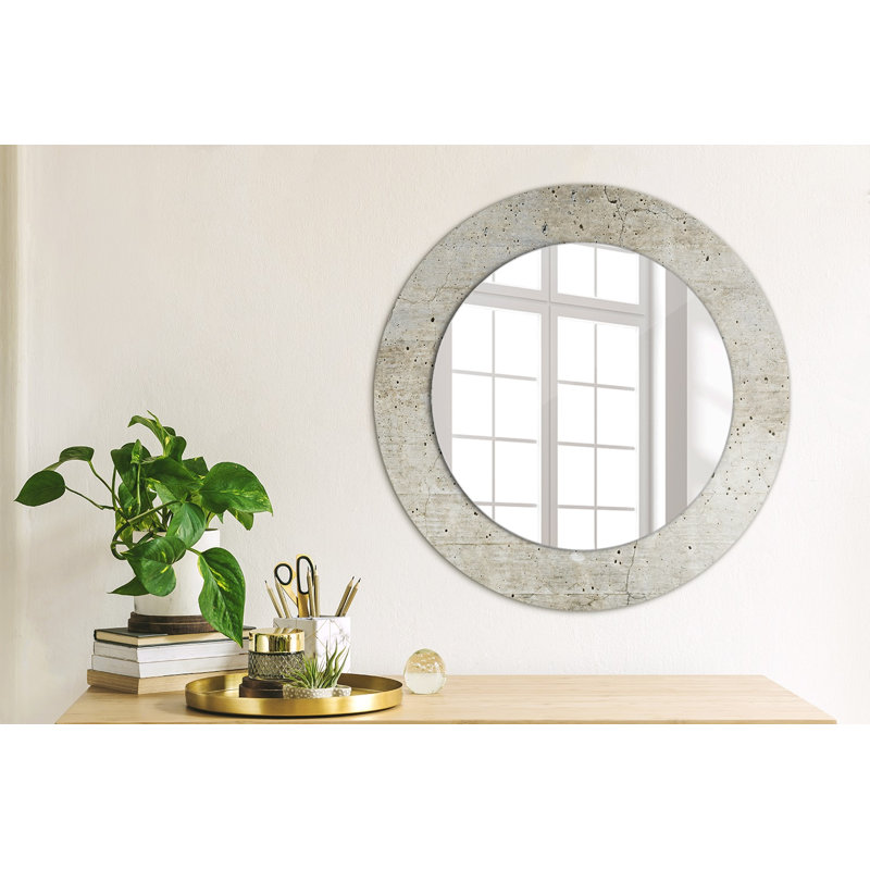 Huldar Glass Flat Wall Mirror, Gray Concrete, 50cm H x 50cm W
