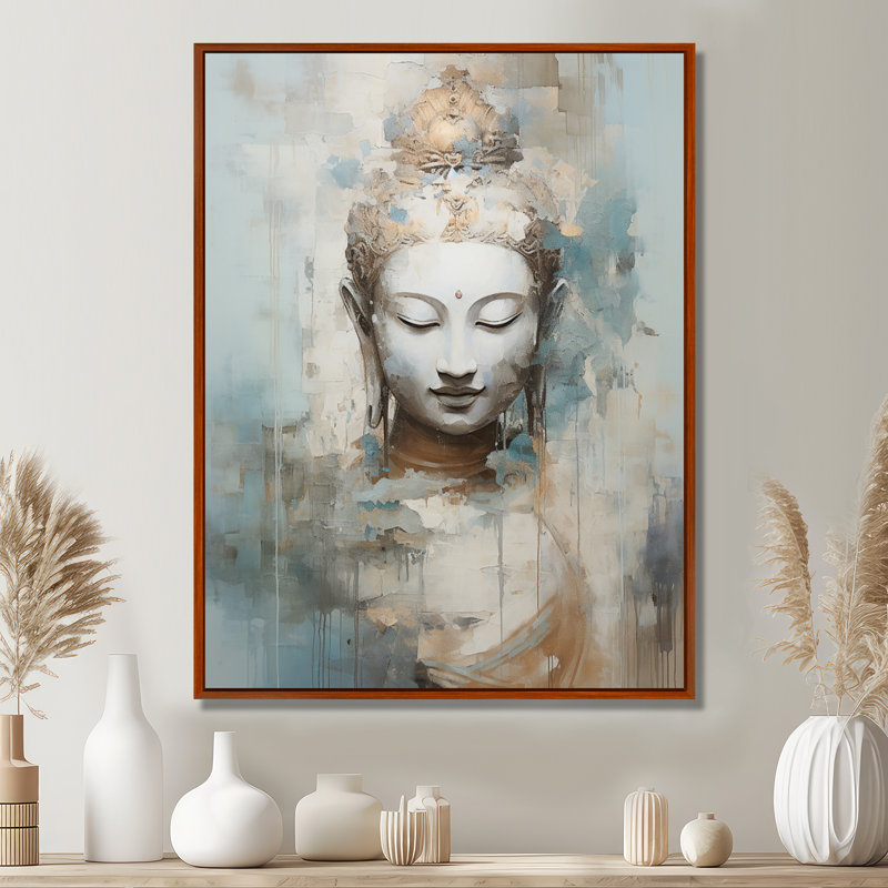 Statue de bouddhisme religieux III - impressions sur toile bouddhisme, H 40 po x l 30 po x P 1,5 po, Cadre flottant brun