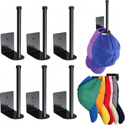 Ensemble de 6 supports à chapeaux muraux, adhésifs ou organisateurs de chapeaux à visser