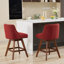 Ensemble de 2 tabourets de bar pivotants à hauteur de comptoir, siège de 26 po de hauteur, ensemble de tabourets de bar rembourrés, tissu rouge vin-1085152324