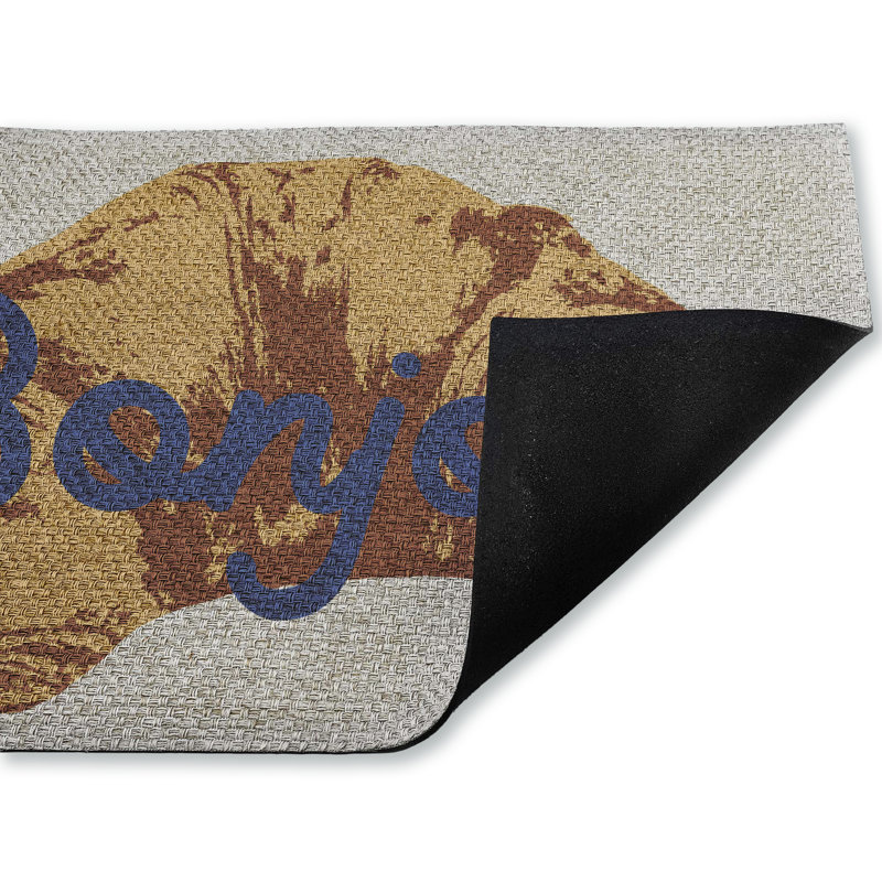 Paillasson Bonjour Croisé au four, design par Lil 'Rue, 18 po x 30 po, Croissant au four Bonjour