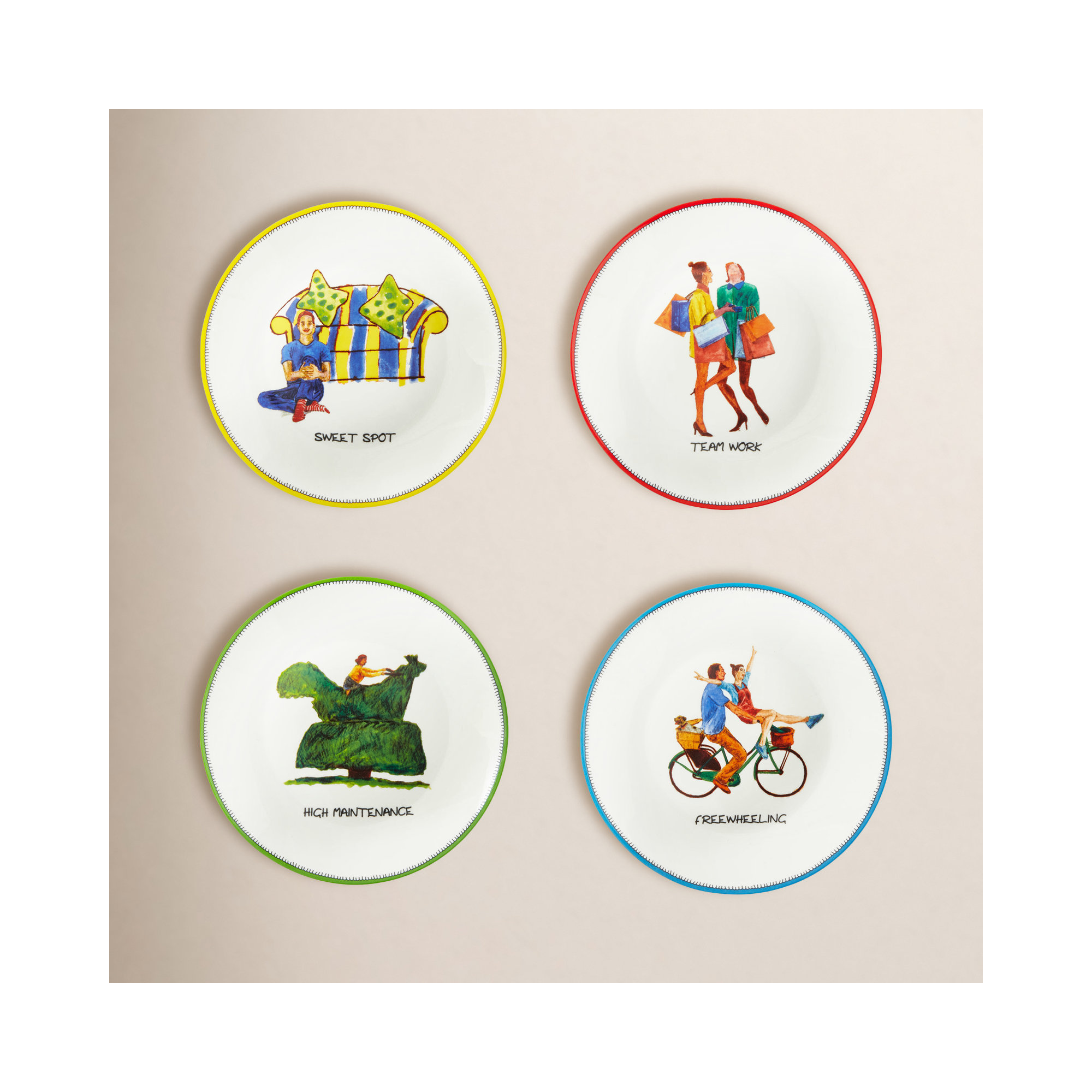 6" Tidbit Plates, Set of 4