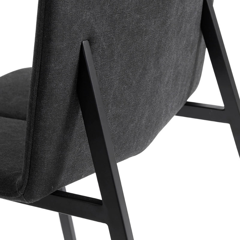 0'' H Fabric Upholstered Metal Side Chair, Black