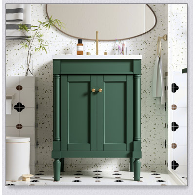 Meuble-lavabo moderne de 24 pouces avec lavabo supérieur et rangement à 2 niveaux, idéal pour les salles de bain organisées et élégantes