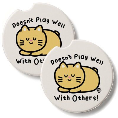 Cat Play 2 Pack Stone Car Coasters