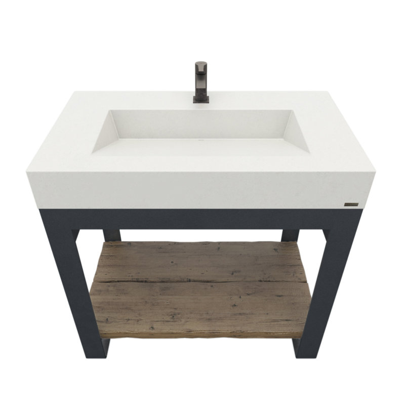 Outland 36'' W Single Vanity, No Holes, Polished Chrome, Pewter