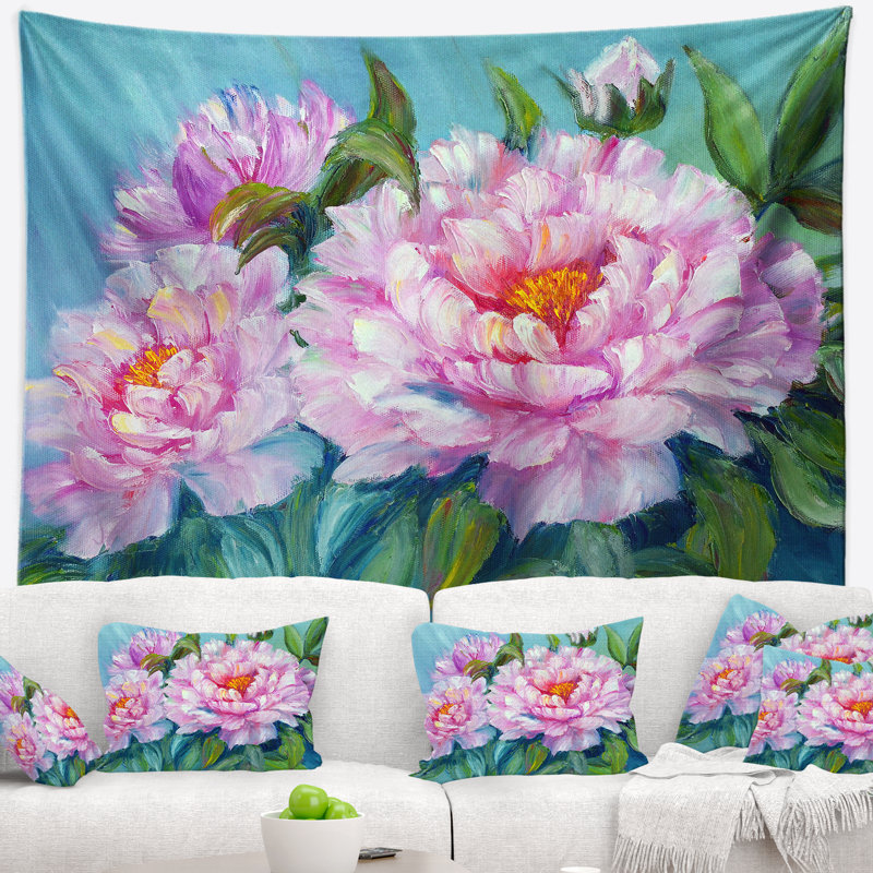 Tapisserie rose des pivoines Floral, H 32 po x l 39 po
