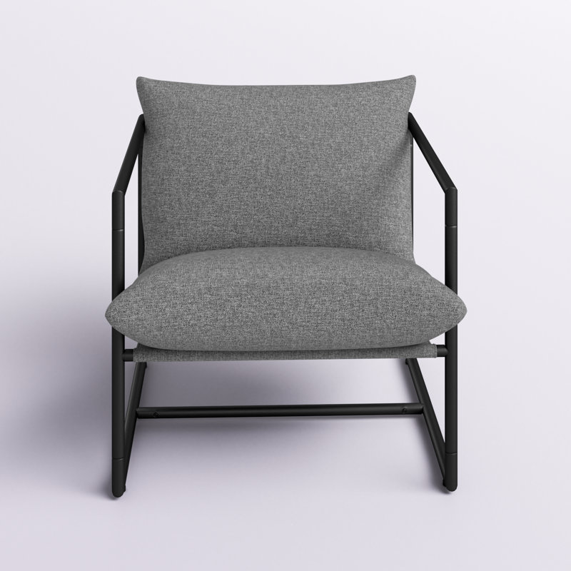 Reagle Modern Metal Framed Sling Accent Chair, Thompson Light Grey