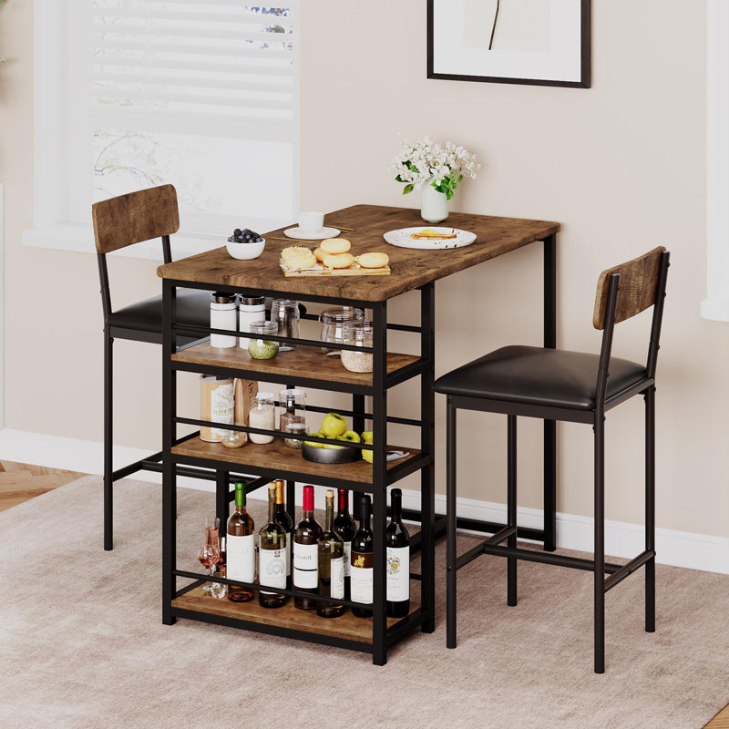 Ensemble repas en fer pour 2 personnes Fynlee, Noir / brun, Brun, Noir / brun