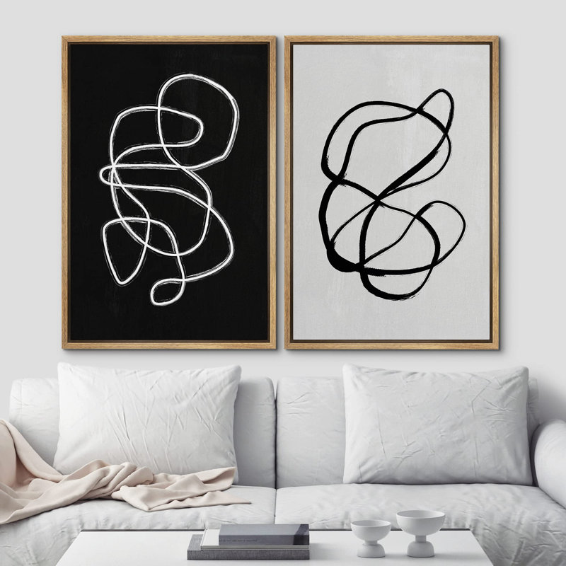 Linear Geometry " Line " 2 - Pieces, Natural, 36" H x 24" W