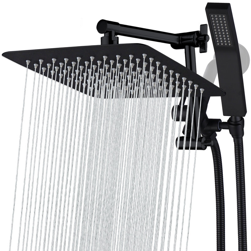 Matte Black Adjustable Dual Rain and Handheld Shower Head