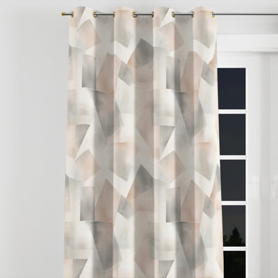 Rideaux obscurcissant Modern Room - Rideau à œillets à géométrie délavée rose - 1 panneau