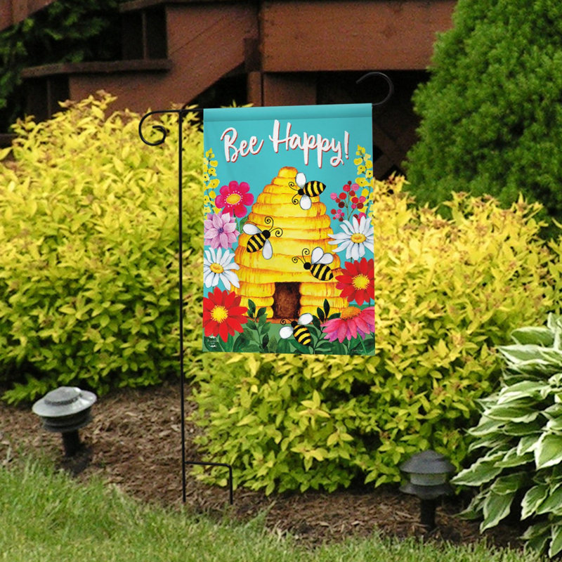 Bee Happy Hive Spring Garden Flag