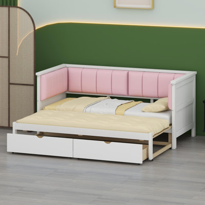 Lit de jour rembourré avec tiroirs de rangement, style contemporain