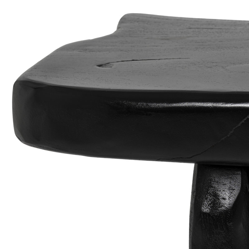 Banc de hall d'entrée en bois de teck massif rustique 35 po Stumpy Rustic, Black