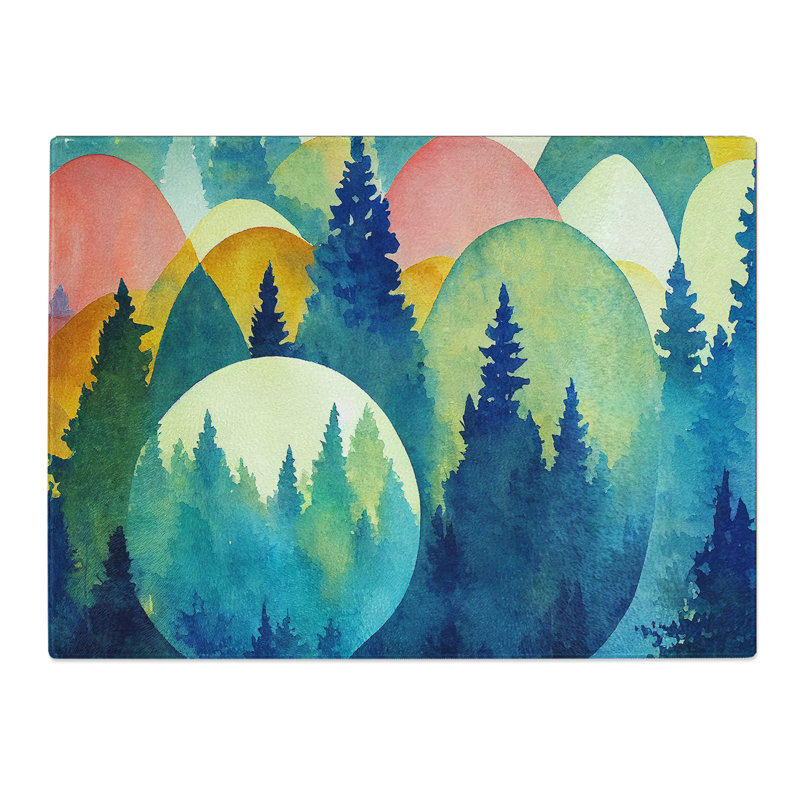 Watercolour Pine Tree Forest Vol.2 Abstract  Glass Chopping Board