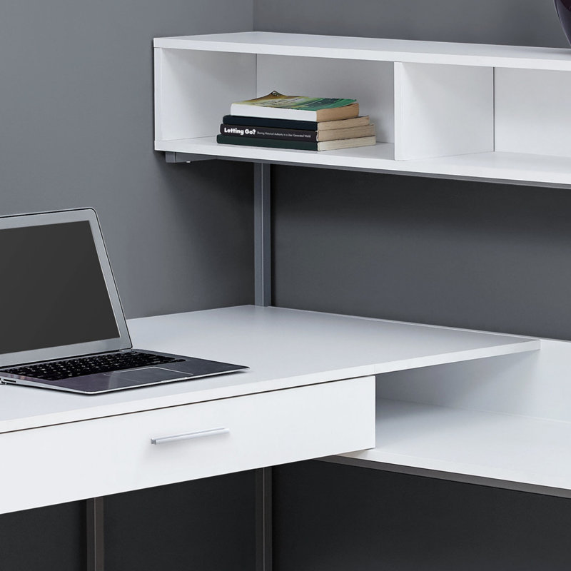 Bureau d'ordinateur, bureau personnel, coin, tiroirs de rangement, forme en L, travail, ordinateur portable, stratifié, métal, contemporain, moderne