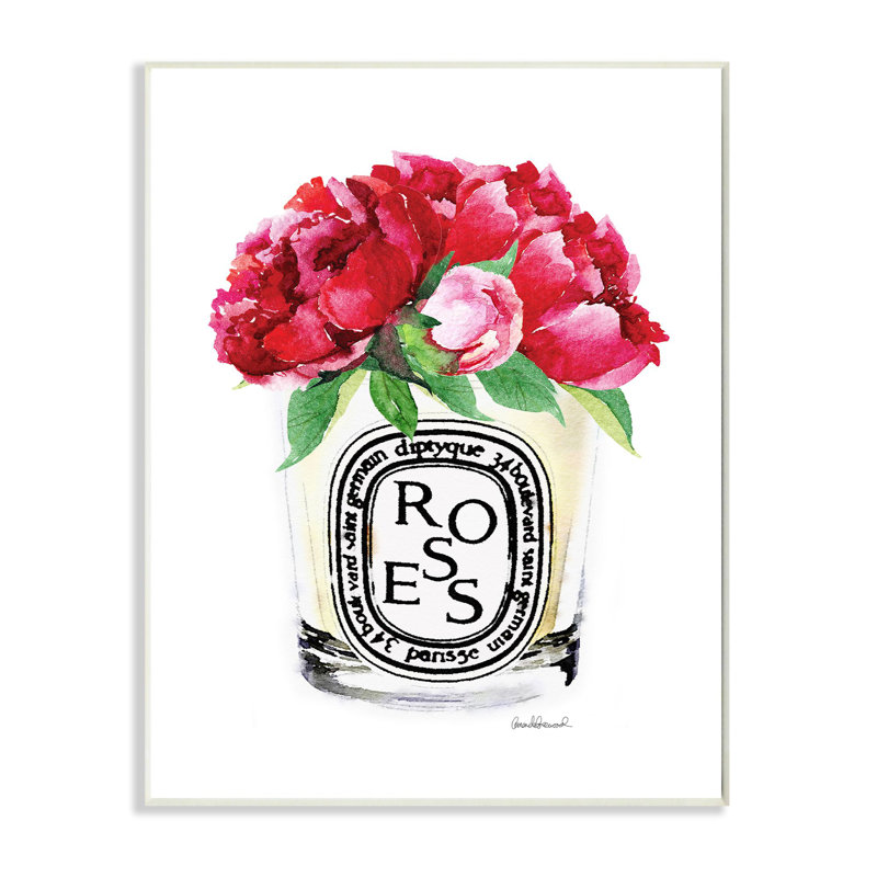 « mode stylisé rose fleur », art textuel, H 15 po x l 10 po, Plaque de bois