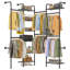Portemanteaux mural 4 niveaux, extensible 23,6-35,4 po, 8 tablettes grillagées, noir mat