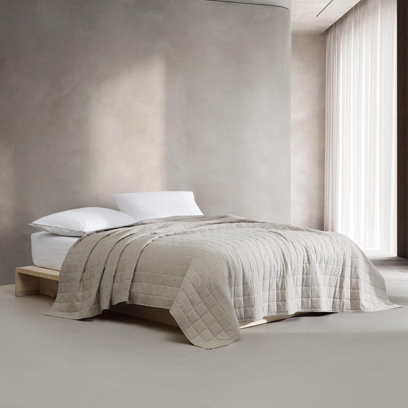 Tommy Hilfiger Brooklyn Heights Stripe Cotton Beige Comforter Set, Queen Quilt, Natural