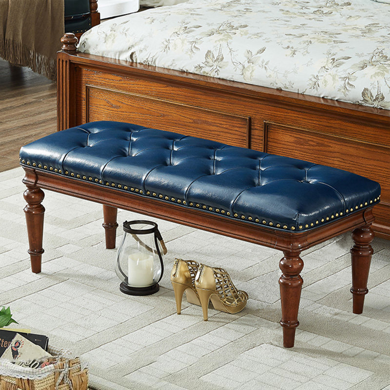 Banc en cuir bleu de style moderne pour chambre à coucher et vestibule bleu, Bleu