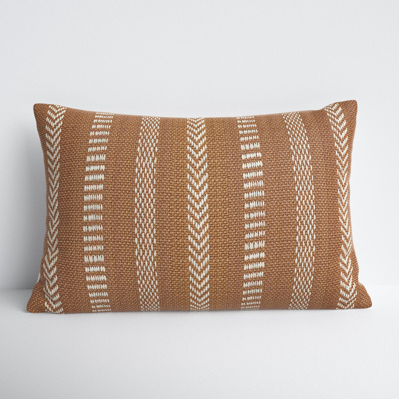 Positano Embroidered Lumbar Pillow Cover, Light Brown/Ivory, Polyester/Polyfill