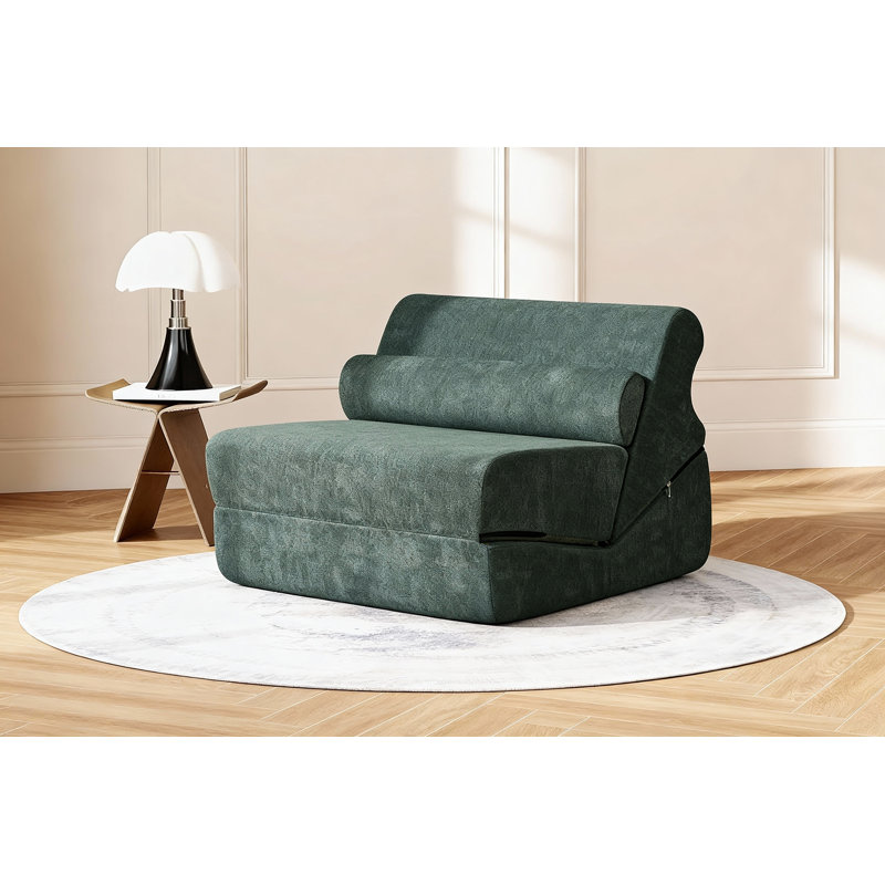 Compressed Sofa Bed - Fold-out Curved Bed Chair One Seater, Green